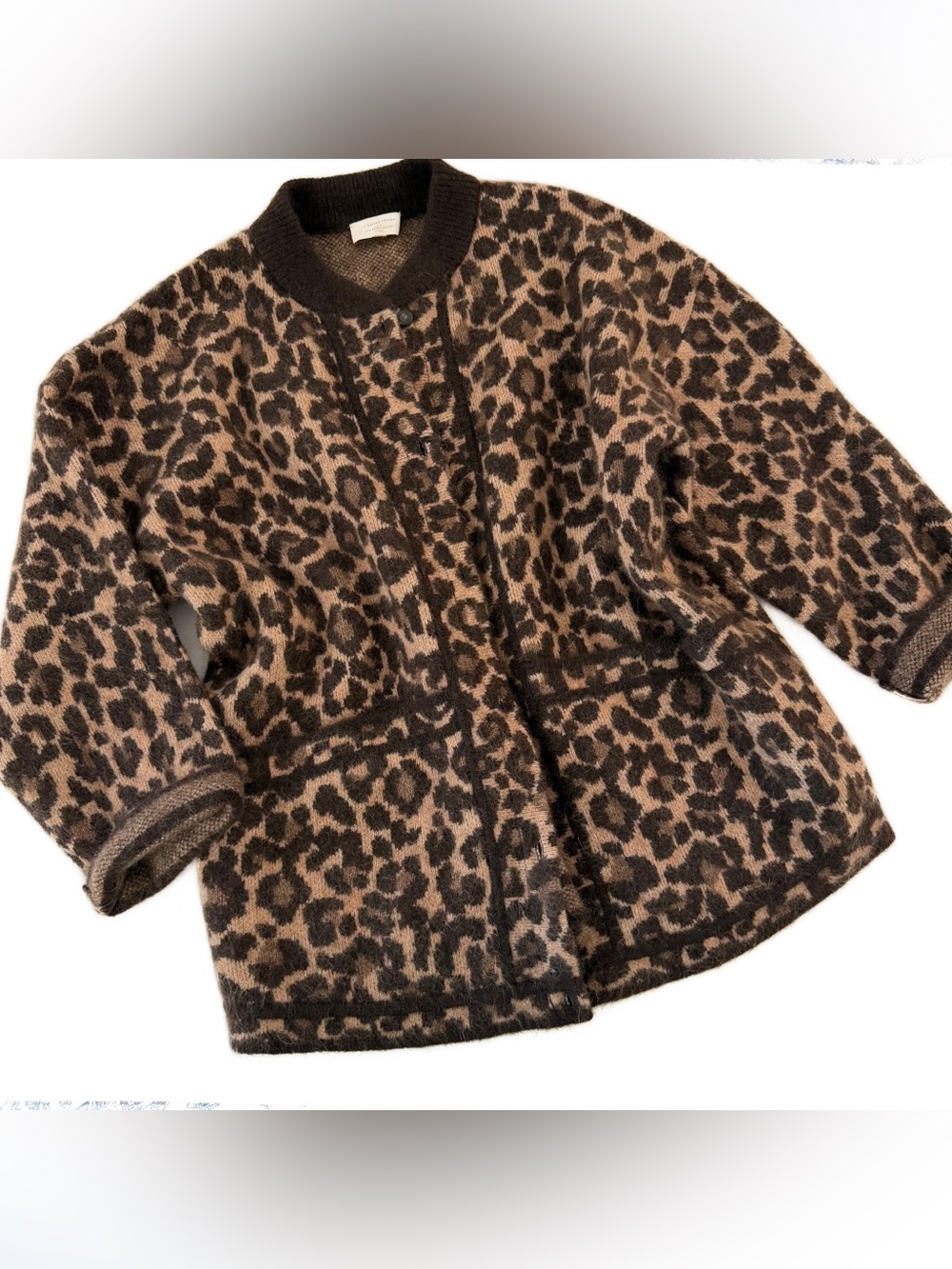 Sezane Cardigan Sweater Womens XXXL Nathael Leopard Mohair Cardigan - Picture 2 of 9